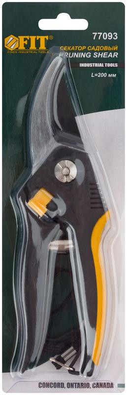 Секатор "Люкс" режущие кромки внахлест тефлон.покрытие лезвий прорезиненные ручки 200мм FIT 77093
