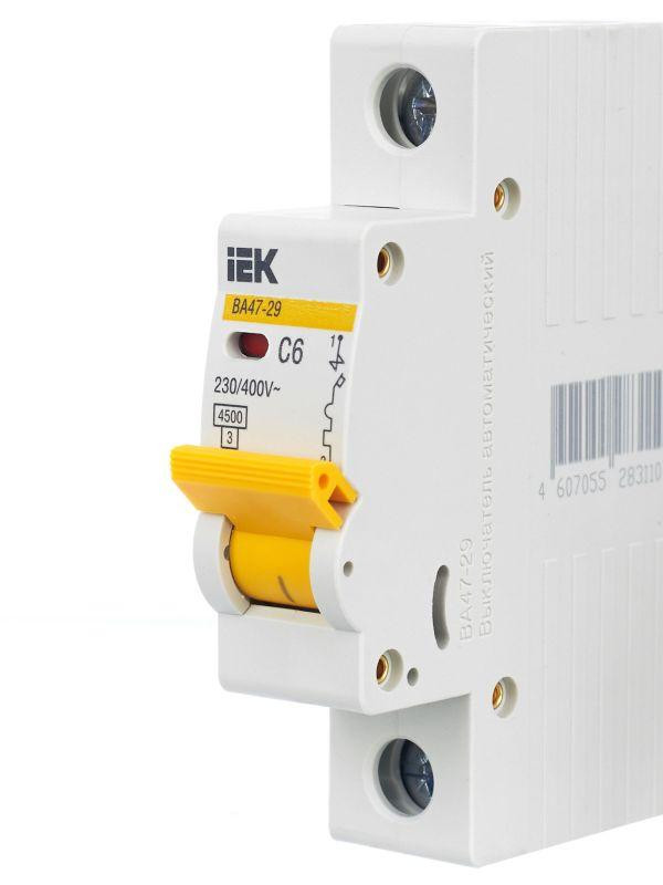 Выключатель автоматический модульный 1п C 6А 4.5кА ВА47-29 KARAT IEK MVA20-1-006-C