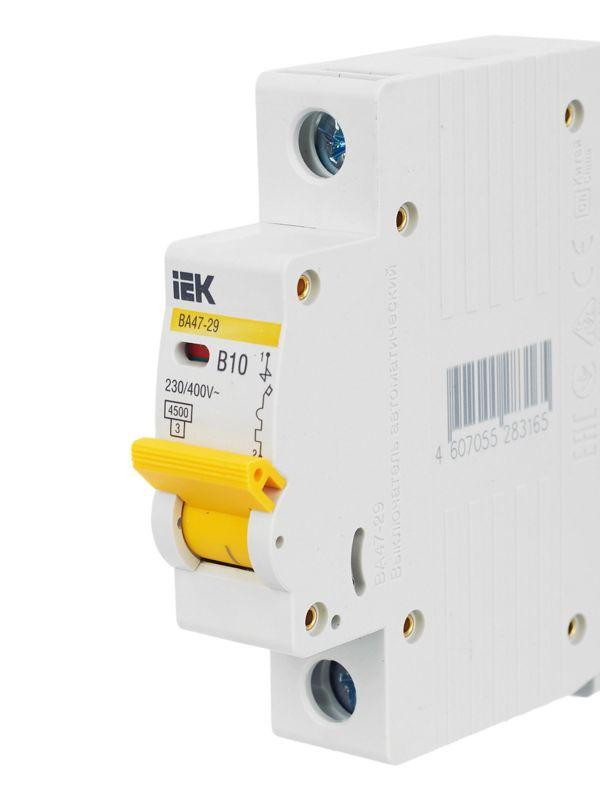 Выключатель автоматический модульный 1п B 10А 4.5кА ВА47-29 KARAT IEK MVA20-1-010-B