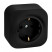Розетка 1-м ОП Quteo 16А IP20 250В 2P+E с заземл. защ. шторки черн. матов. Leg 782476