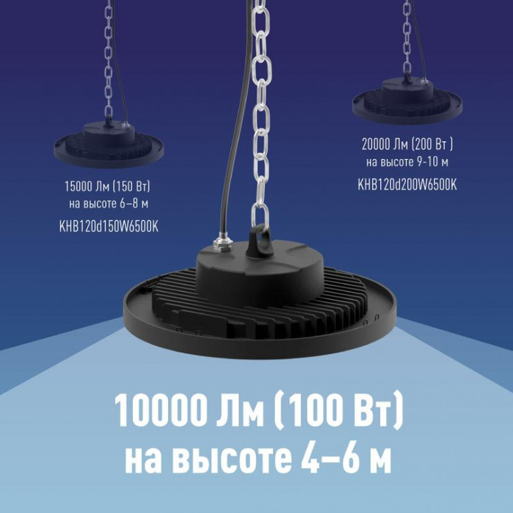 Светильник светодиодный UFO HIgh Bay 100Вт 6500К 174-265В для высоких пролетов КОСМОС KHB120d100W6500K