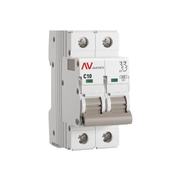 Выключатель автоматический модульный 2п C 10А 6кА AV-6 AVERES EKF mcb6-2-10C-av