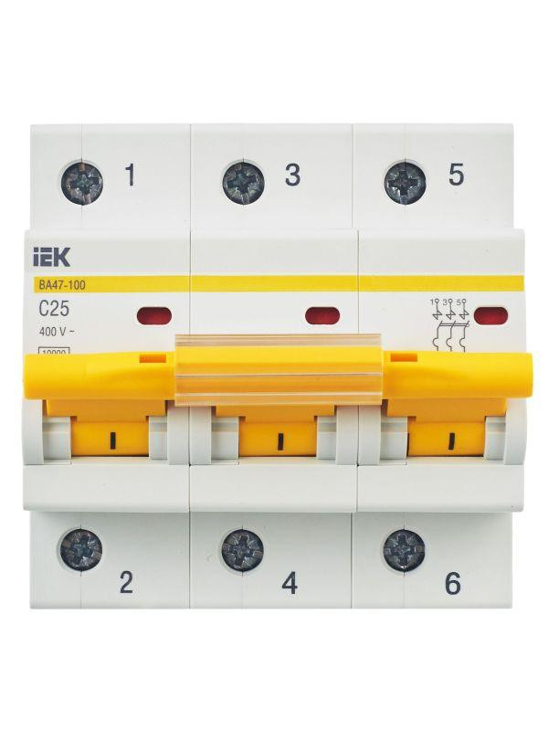 Выключатель автоматический модульный 3п C 25А 10кА ВА47-100 KARAT IEK MVA40-3-025-C