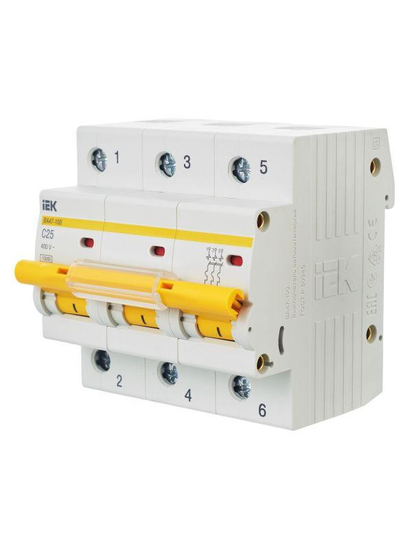 Выключатель автоматический модульный 3п C 25А 10кА ВА47-100 KARAT IEK MVA40-3-025-C