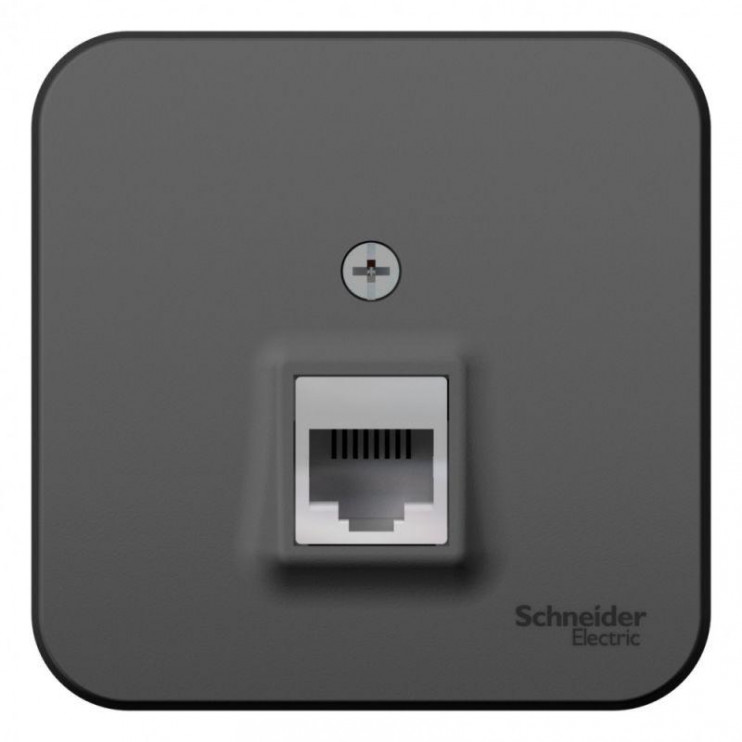 Розетка компьютерная 1-м ОП Blanca RJ45 кат.5E с изолир. пластиной антрацит SE BLNIA045006