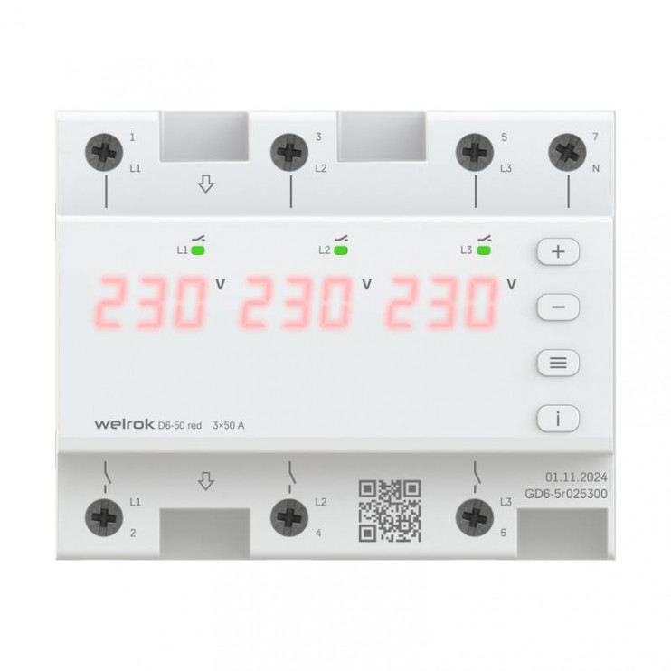 Реле напряжения D6-50 red Welrok 4660251140403