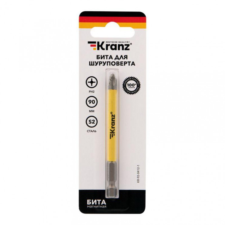 Бита для шуруповерта PH2х90мм (уп.1шт) Kranz KR-92-0412-1