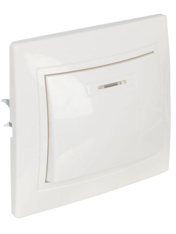 Выключатель 1-кл. СП Кварта 10А IP20 ВС10-1-1-КБ с индикацией бел. IEK EVK11-K01-10-DM