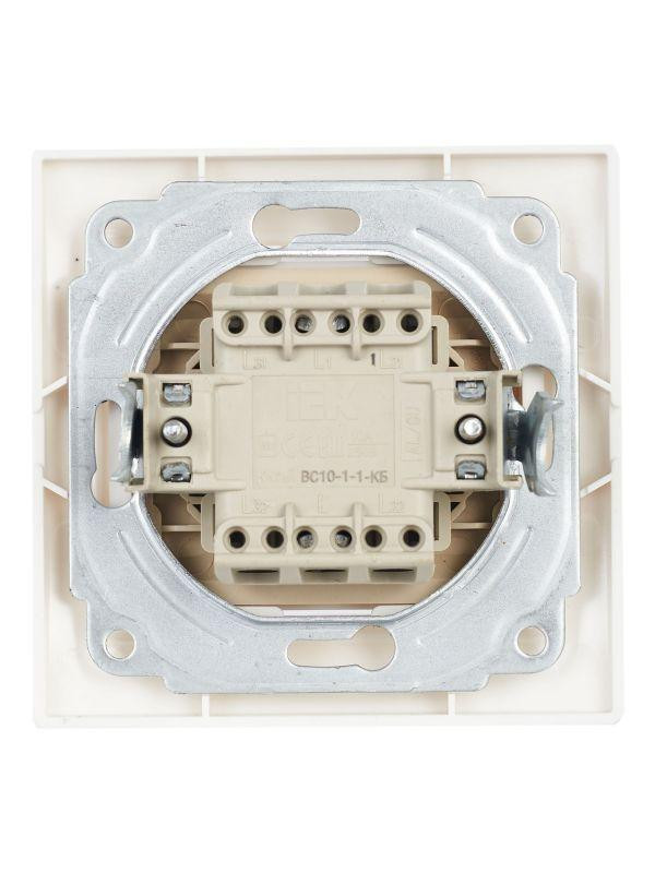 Выключатель 1-кл. СП Кварта 10А IP20 ВС10-1-1-КБ с индикацией бел. IEK EVK11-K01-10-DM