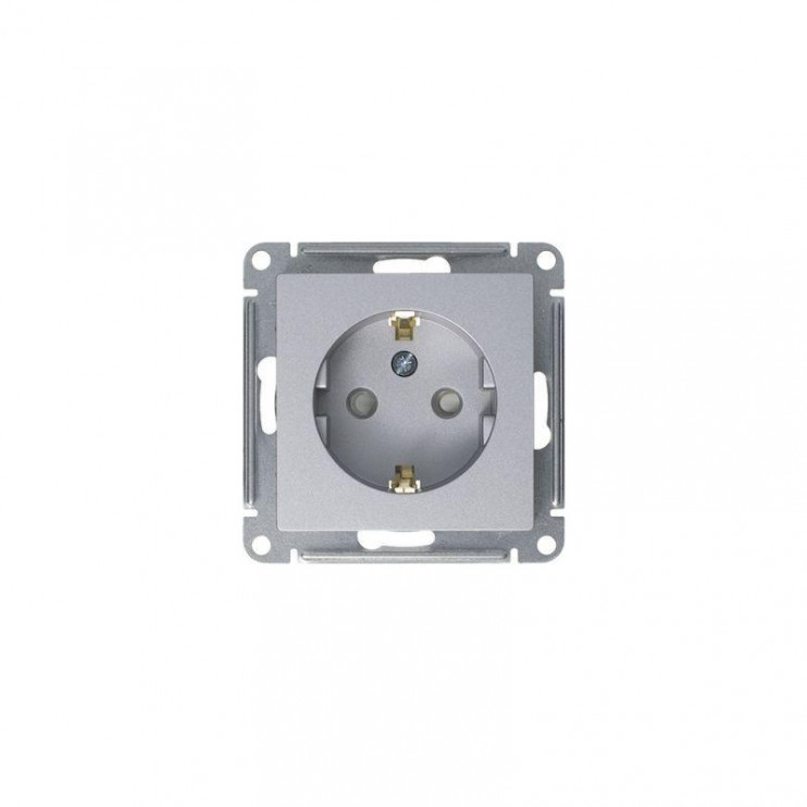 Розетка 1-м СП AtlasDesign 16А IP20 с заземл. защ. шторки механизм алюм. SE ATN000345