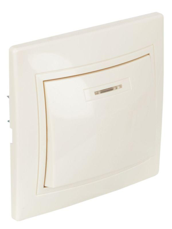 Выключатель 1-кл. СП Кварта 10А IP20 ВС10-1-1-ККм с индикацией крем. IEK EVK11-K33-10-DM