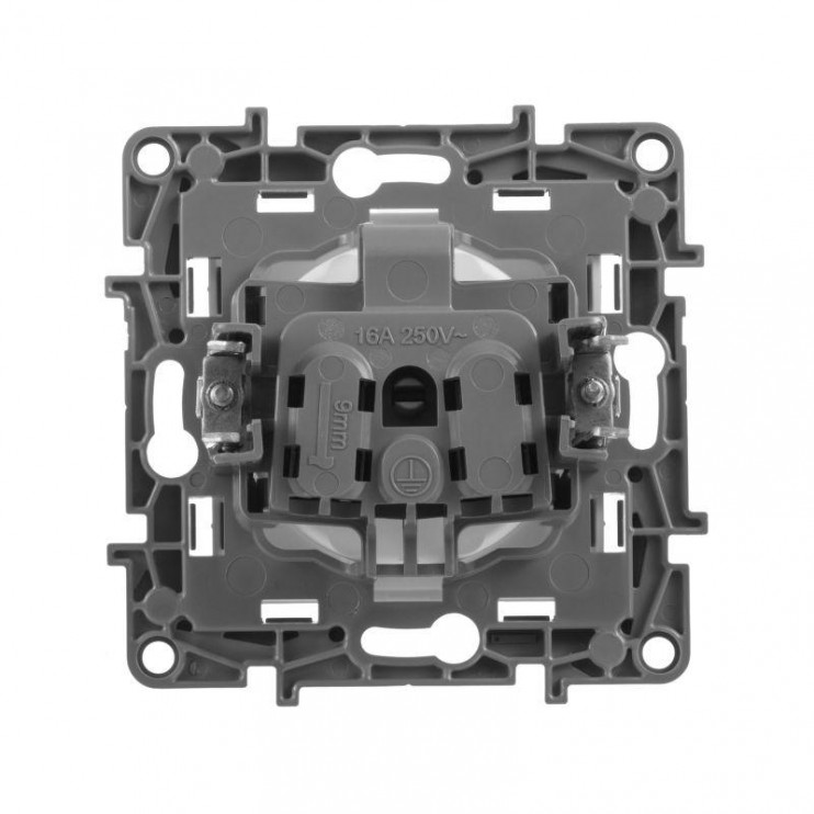 Розетка 1-м СП Etika 16А IP31 250В 2P без заземл. защ. шторки немецк. стандарт винтов. клеммы механизм антрацит Leg 672634