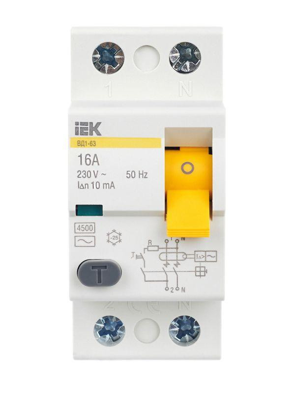 Выключатель дифференциального тока (УЗО) 2п 16А 10мА тип AC ВД1-63 KARAT IEK MDV10-2-016-010