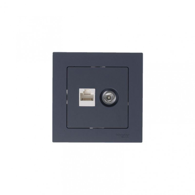 Розетка компьютерная + телевизионная 2-м AtlasDesign RJ45 кат.5E + TV механизм грифель SE ATN000789
