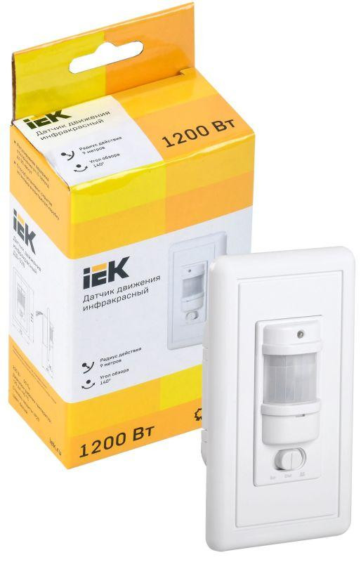 Детектор движения ДД 028 1200Вт угол обз. 140град. дальн. 9м IP20 бел. IEK LDD12-028-1200-001