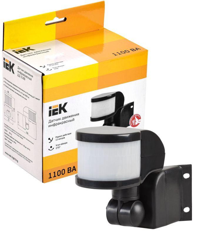 Детектор движения ДД 018 1100Вт угол обз. 270град. дальн. 12м IP44 черн. IEK LDD10-018B-1100-002