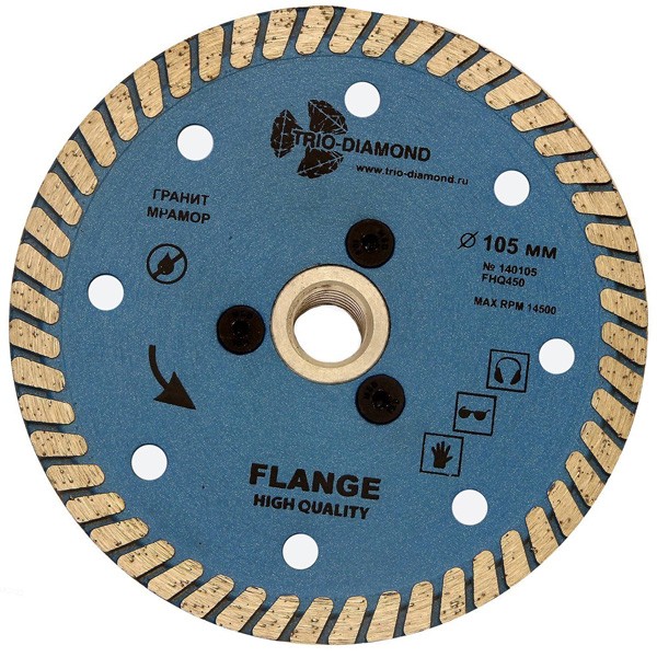 Flange Turbo ⌀105мм TRIO-DIAMOND диск алмазный отрезной с фланцем для УШМ