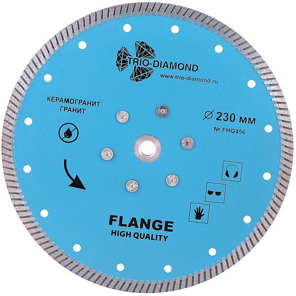 Flange Turbo ⌀230мм TRIO-DIAMOND диск алмазный отрезной с фланцем для УШМ