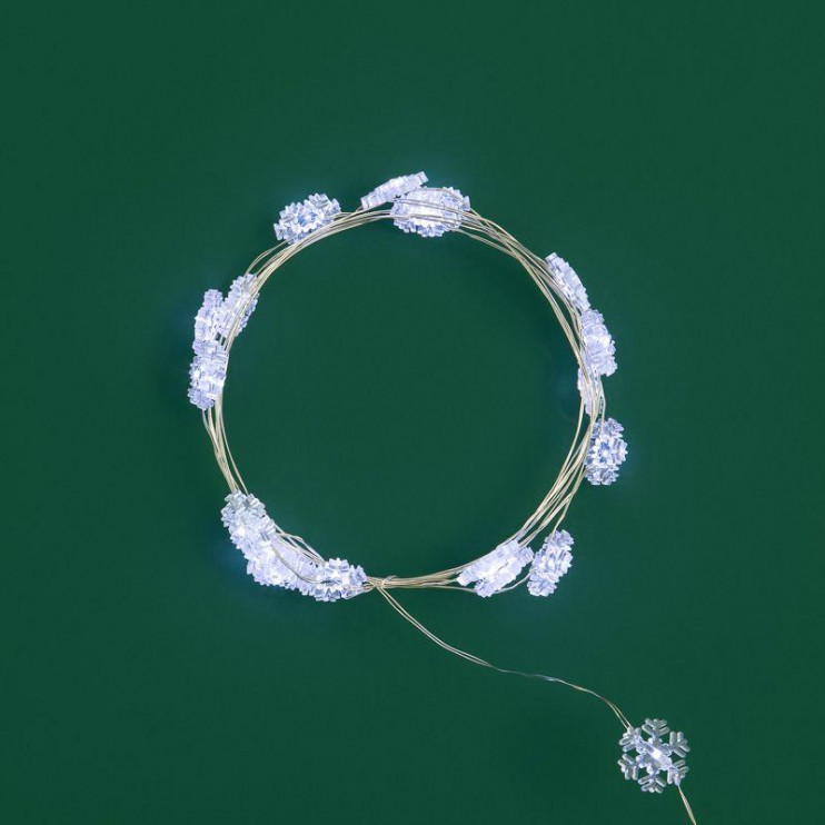 Гирлянда светодиодная "Снежинки" 2м 20LED бел. 2Вт 6В IP20 провод прозр. элементы питания 2хCR2032 (в компл.) Neon-Night 303-010