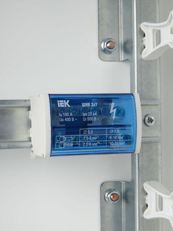 Шина на DIN-рейку в корпусе (кросс-модуль) ШНК 2х7 L+PEN IEK YND10-2-07-100