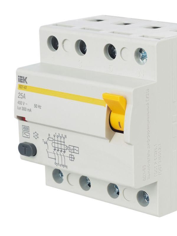 Выключатель дифференциального тока (УЗО) 4п 25А 300мА тип AC ВД1-63 KARAT IEK MDV10-4-025-300