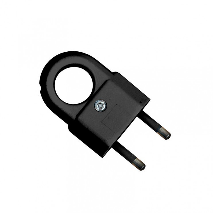 Вилка электрическая 6А 250В плоская с ушком без. заземл. черн. (еврослот) UNIVersal А1030