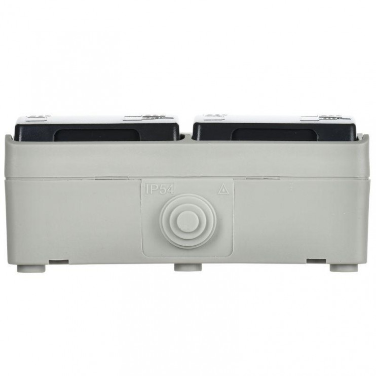 Розетка 2-м ОП Форс РСб22-3-ФСр 16А IP54 с заземл. с крышкой сер. IEK ERS22-K03-16-54-DC