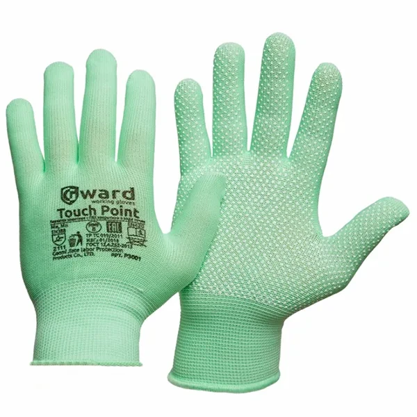 Перчатки GWARD Touch Point Green нейлоновые с ПВХ точками 8 (M)
